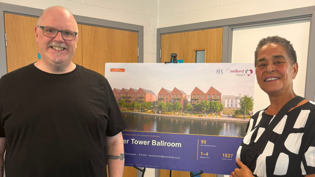 Lee Dargue with Cllr Harper-Nunes at the Tower Ballroom consultation on 13 July